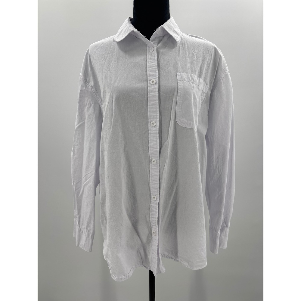 Design In Italy Luxury White Cotton Button Down Top Oversized Relaxed Fit Size L